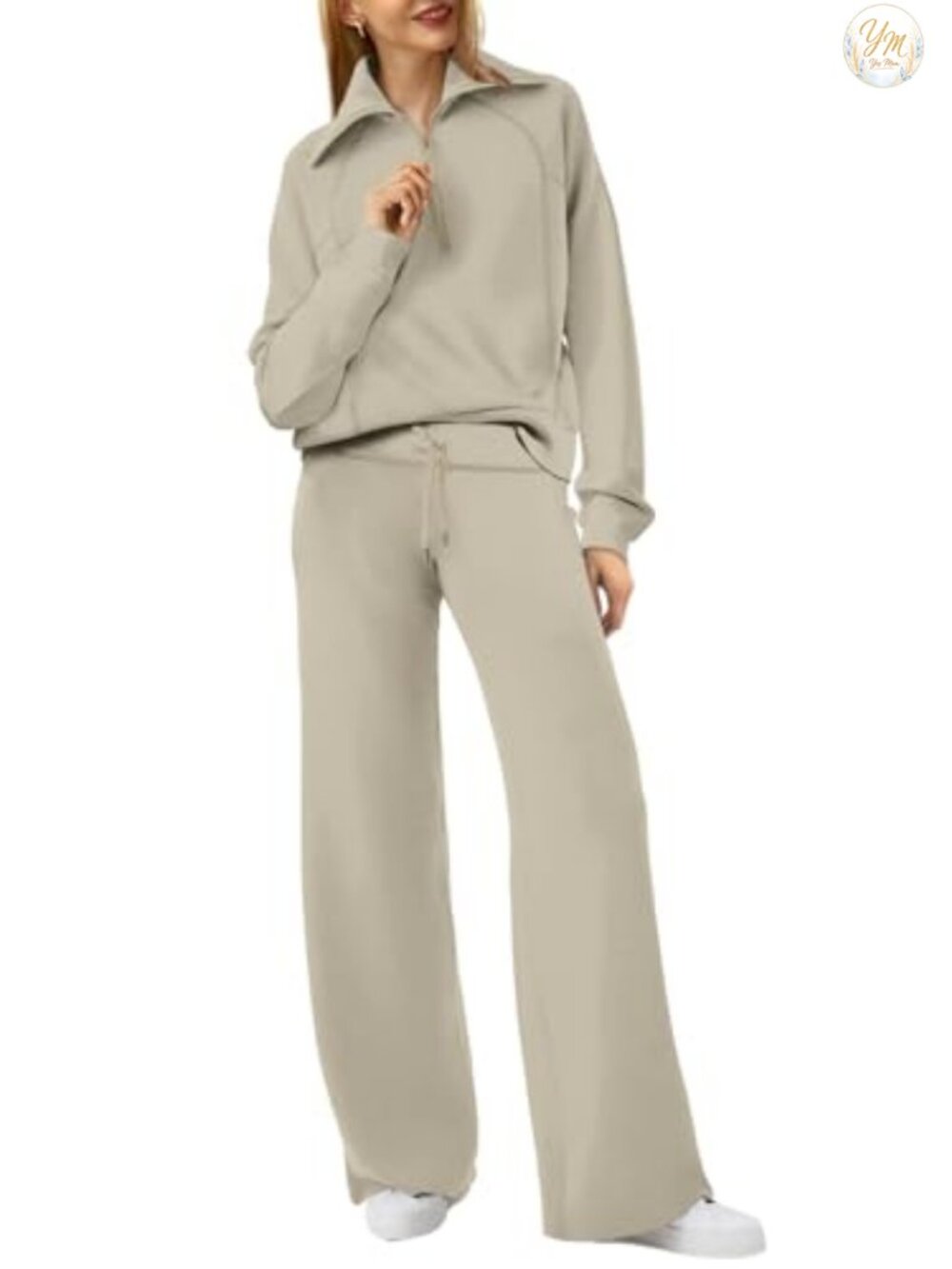 Womens 2 Piece Lounge Set Half Zip Sweatshirt Wide Leg Sweatpants Tracksuit